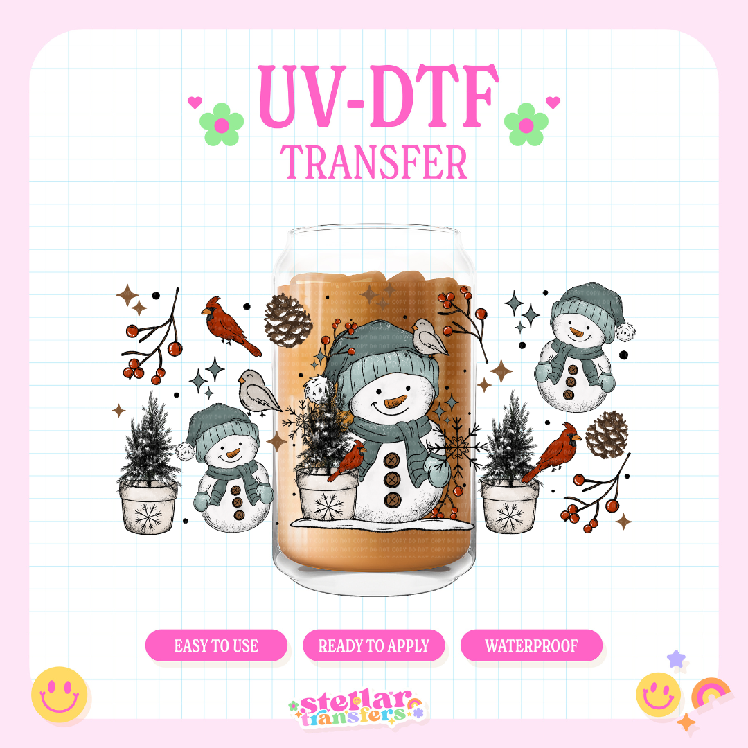 CUTE COZY SNOWMAN - 16 OZ UV DTF
