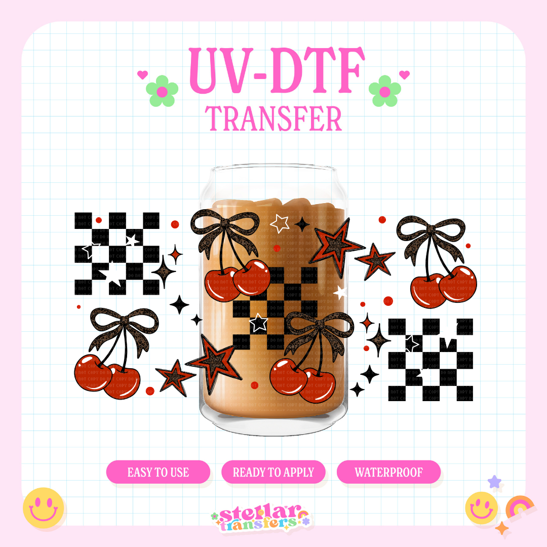 CHECKER CHEETAH CHERRY - 16 OZ UV DTF