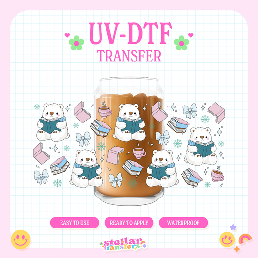 WINTER BEAR BOOKS - 16 OZ UV DTF