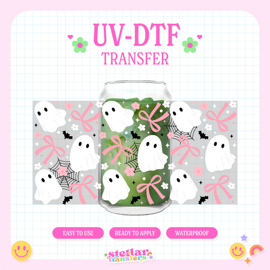 PINK BOW GHOSTIES - 16 OZ UV DTF