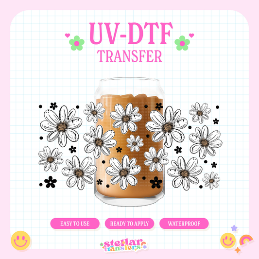 WHITE DAISIES - 16 OZ UV DTF