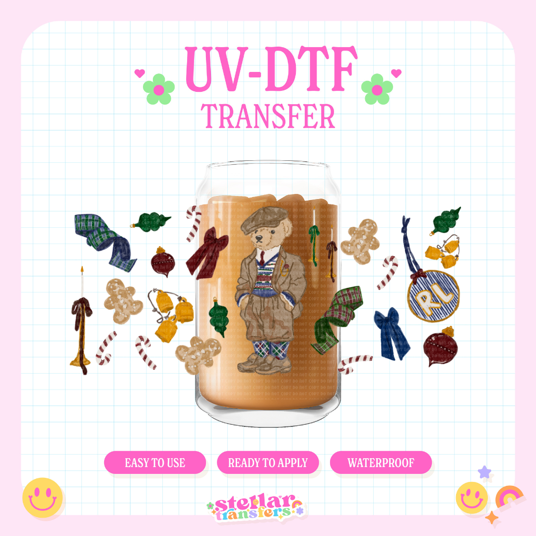 RL BEAR CHRISTMAS- 16 OZ UV DTF