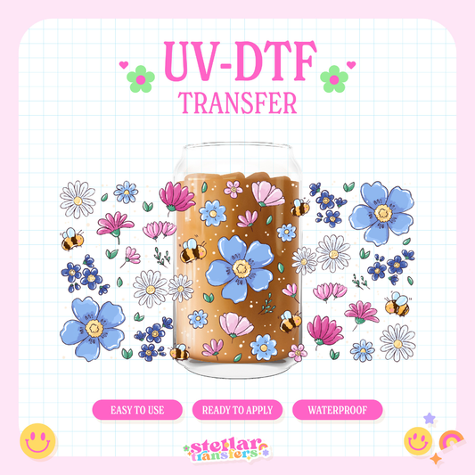 BLUE WILDFLOWER - 16 OZ UV DTF