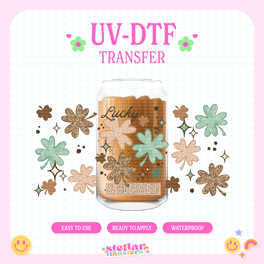 CLOVER LUCKY & BLESSED - 16 OZ UV DTF