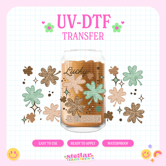 CLOVER LUCKY & BLESSED - 16 OZ UV DTF