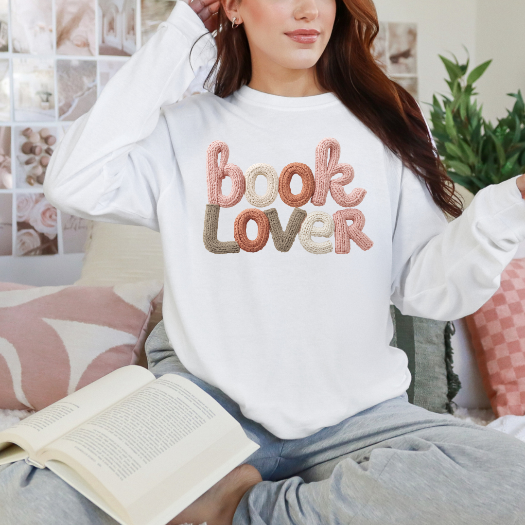 BOOK LOVER KNITTED FAUX YARN - CLEAR FILM SCREEN PRINT