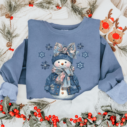 BLUE SNOWMAN - CLEAR FILM SCREEN PRINT