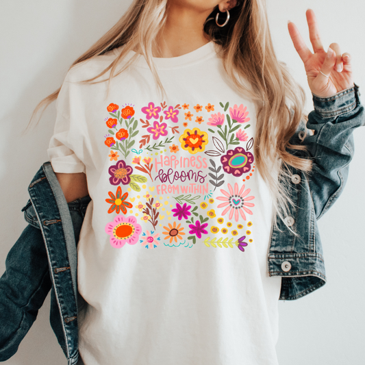 HAPPINESS BLOOMS FROM WITHIN - CLEAR FILM SCREEN PRINT