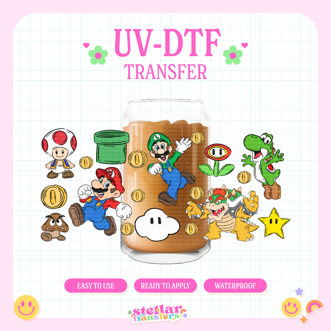 MARIO AND BUDDIES - 16 OZ UV DTF