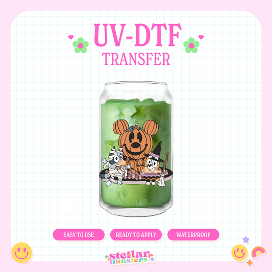 BLUE SPOOKY PUMPKIN - UV DTF DECAL