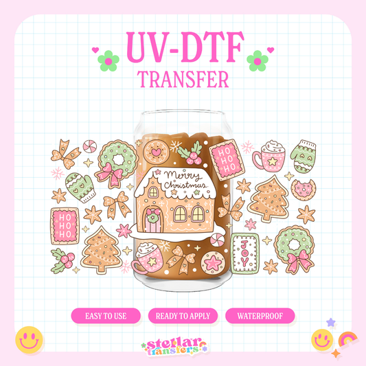 PASTEL GINGERBREAD CHRISTMAS - 16 OZ UV DTF