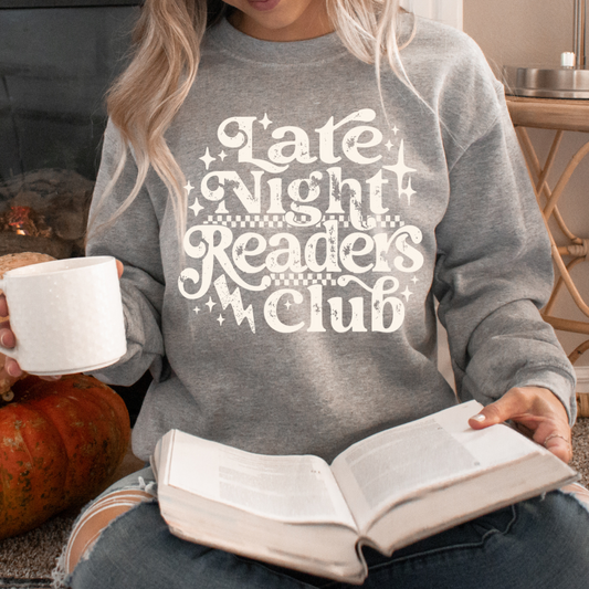 LATE NIGHT READERS CLUB (WHITE) - SINGLE COLOR SCREEN PRINT