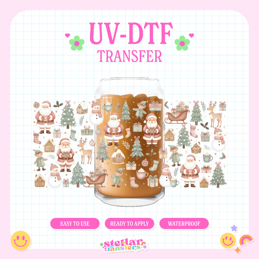 PASTEL XMAS DOODLES - 16 OZ UV DTF