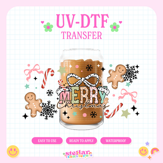 GIRLY MERRY CHRISTMAS - 16 OZ UV DTF