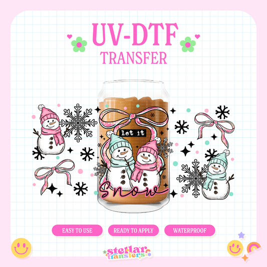 PINK LET IT SNOW - 16 OZ UV DTF