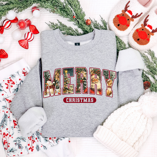 VINTAGE MERRY CHRISTMAS - CLEAR FILM SCREEN PRINT