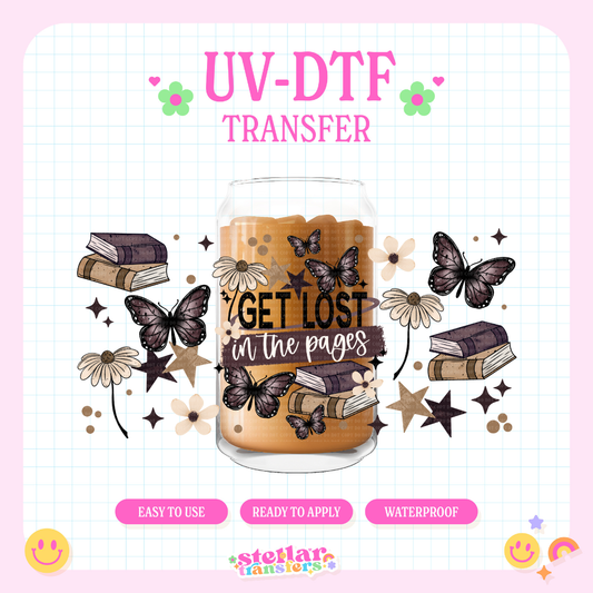 GET LOST IN THE PAGES - 16 OZ UV DTF
