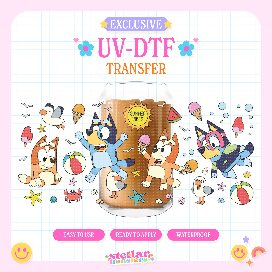 BLUE SUMMER VIBES EXCLUSIVE - 16 OZ UV DTF