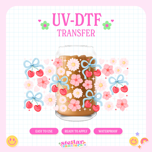 CHERRY FLOWERS - 16 OZ UV DTF