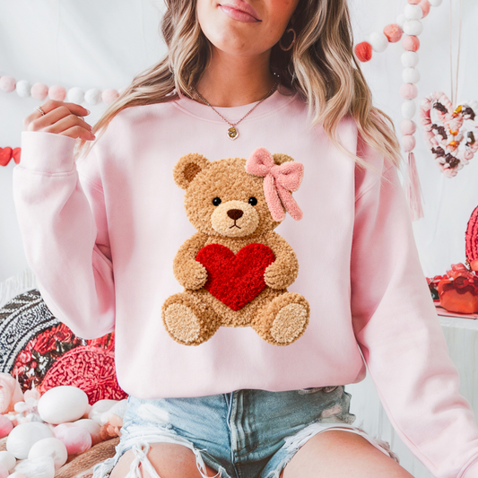 LOVE TEDDY FAUX YARN - CLEAR FILM SCREEN PRINT