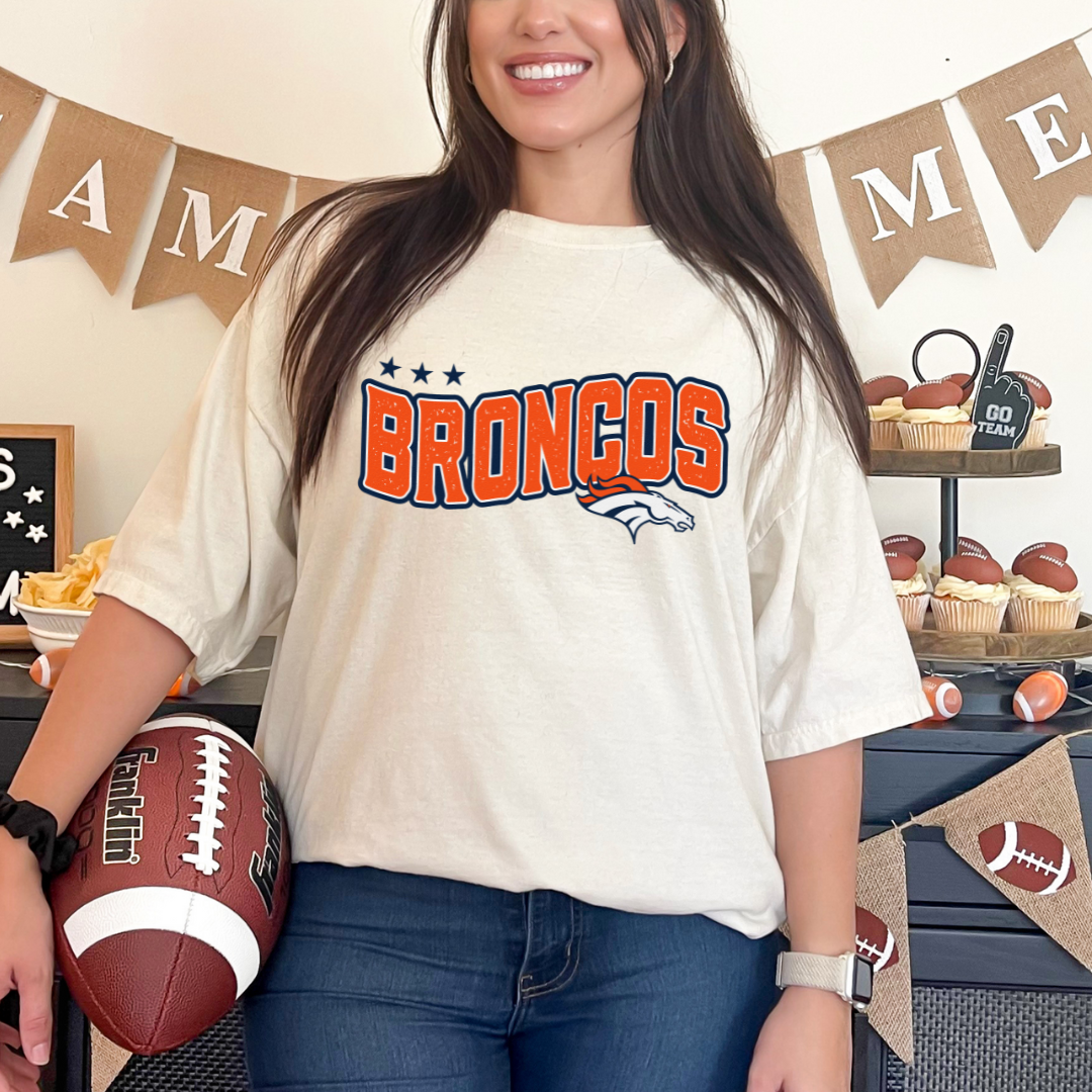 BRONCO FOOTBALL + FREE POCKET - CLEAR FILM SCREEN PRINT