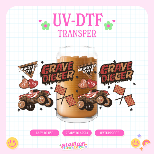 MONSTER TRUCK LOVE - 16 OZ UV DTF