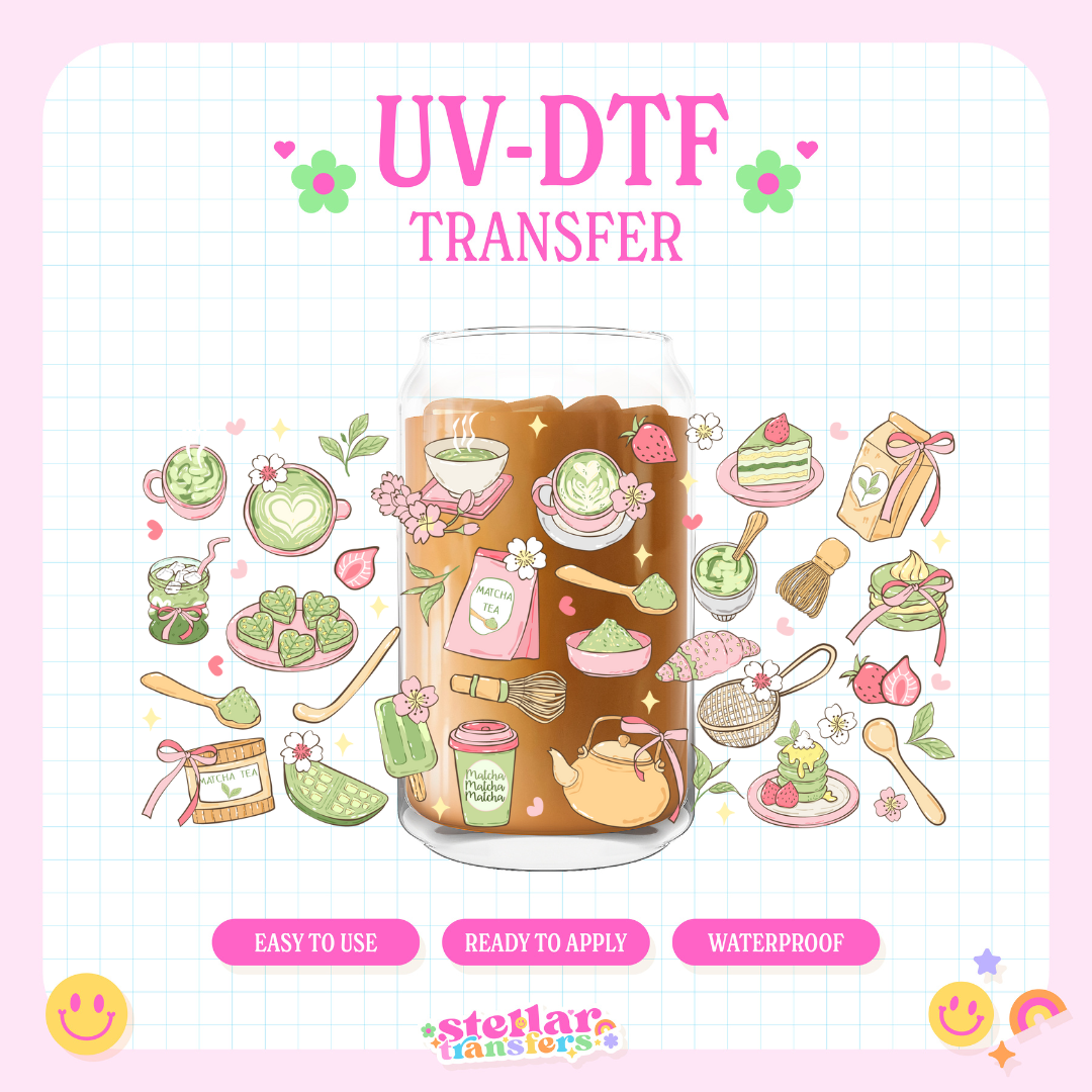 DOODLE MATCHA - 16 OZ UV DTF