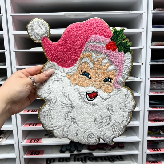 PINK SANTA - CHENILLE PATCH  (PRE-ORDER ENTIRE ORDER WILL SHIP IN 3-7 BUSINESS DAYS)