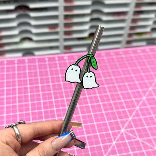 CHERRY GHOSTS - 3D PRINTED STRAW TOPPER (STANDARD STRAW SIZE)