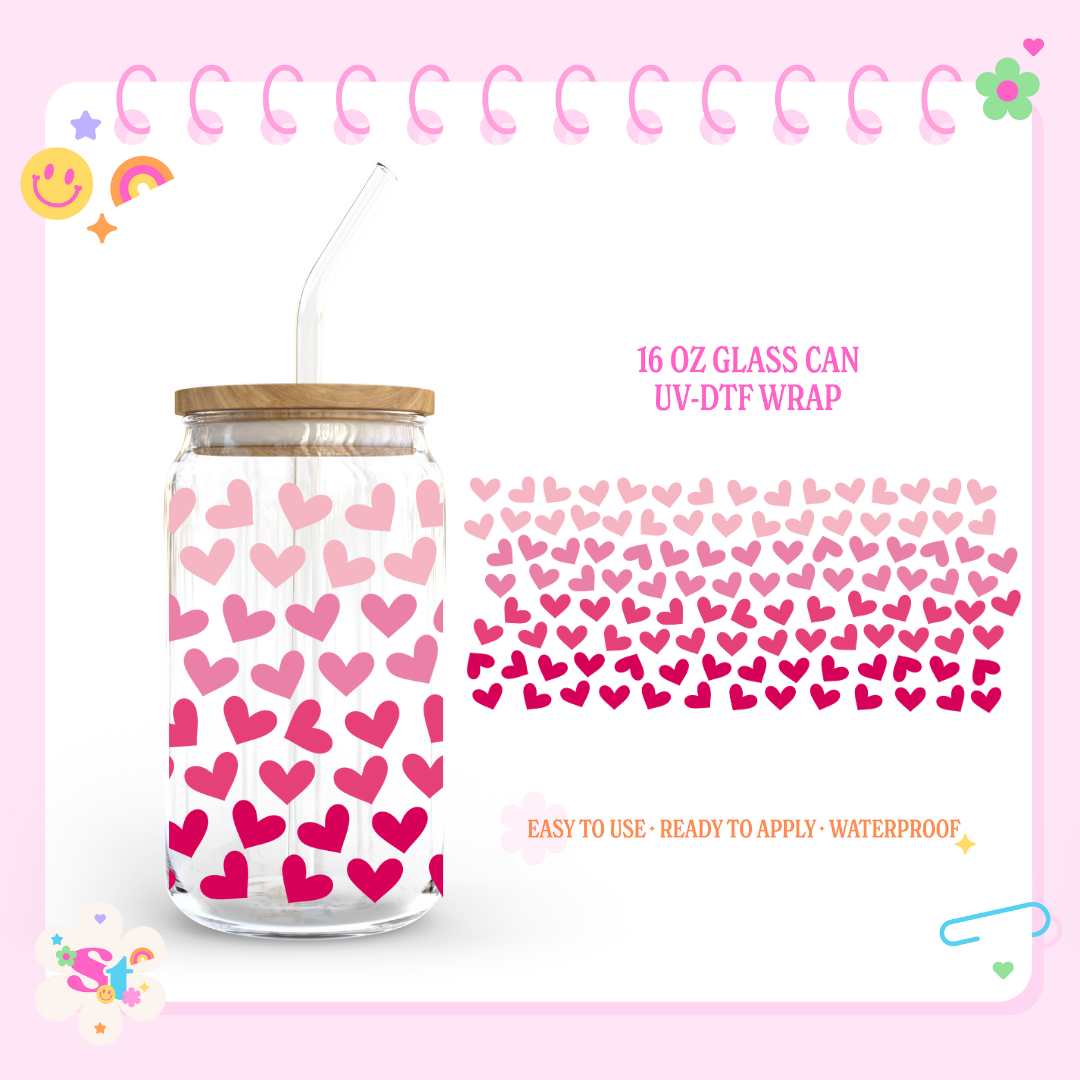 PINK OMBRE HEARTS - 16 OZ UV DTF