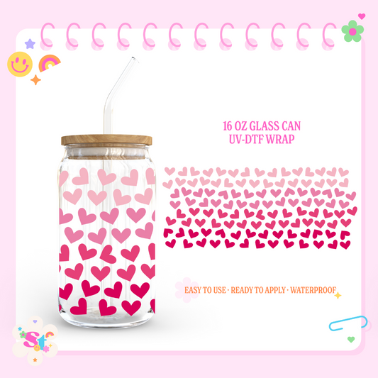 PINK OMBRE HEARTS - 16 OZ UV DTF