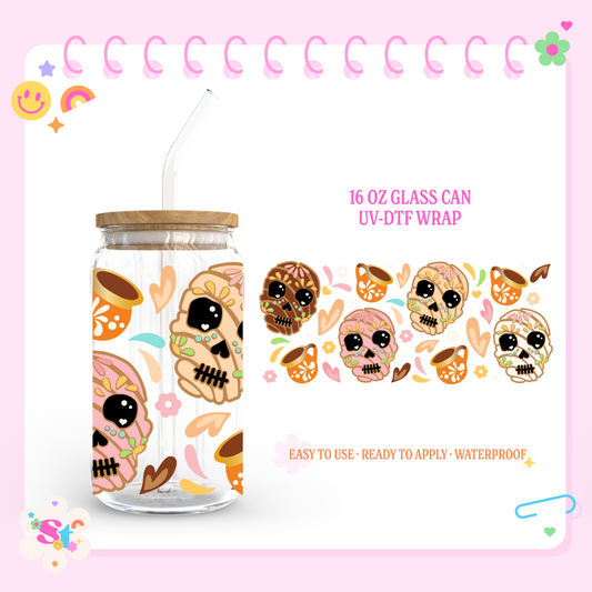 CONCHA SUGAR SKULL - 16 OZ UV DTF