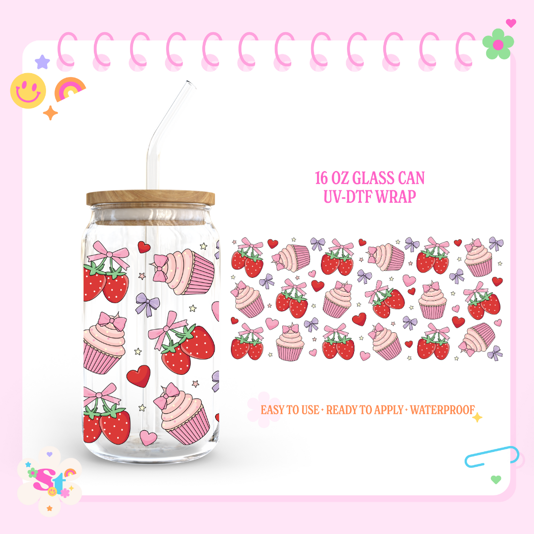 STRAWBERRIES & CUPCAKES - 16 OZ UV DTF