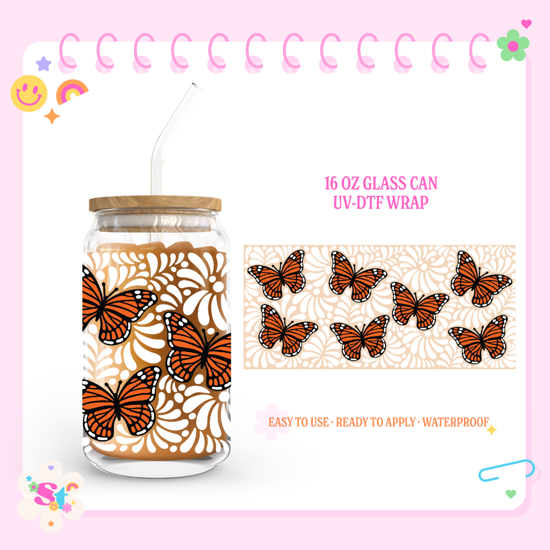 WHITE BUTTERFLY TALAVERA - 16 OZ UV DTF WRAP