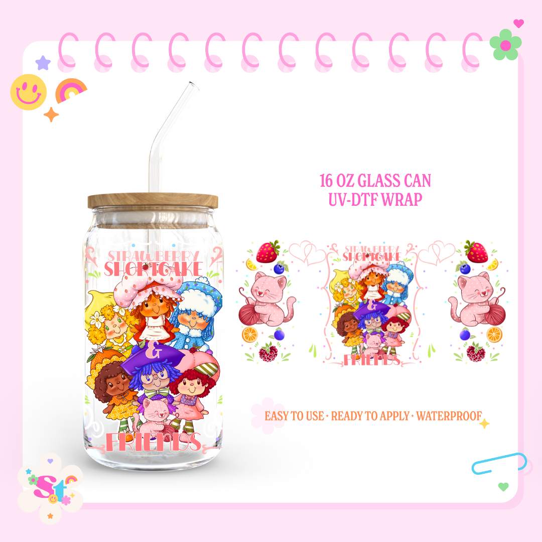 STRAWBERRY CAKE FRIENDS - 16 OZ UV DTF