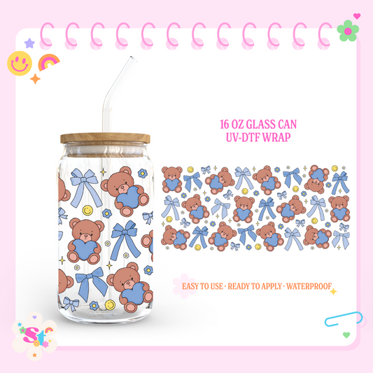 BEARS & BLUE BOWS - 16 OZ UV DTF