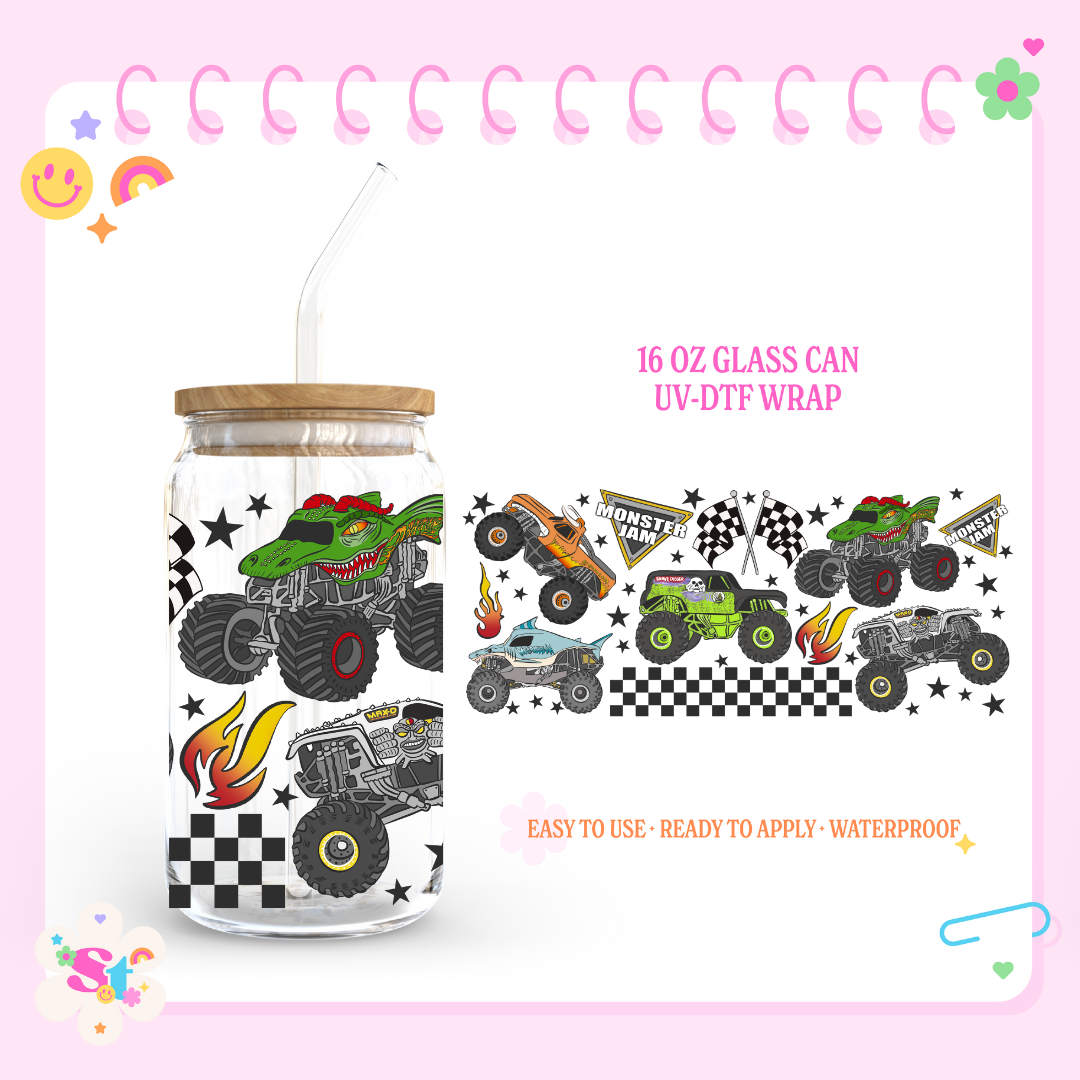 MONSTER TRUCKS 16 OZ UV DTF WRAP Stellar Transfers
