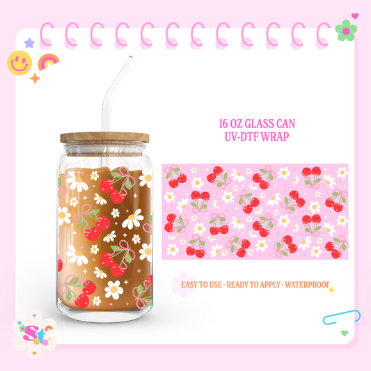 CUTE SPRING CHERRY - 16 OZ UV DTF