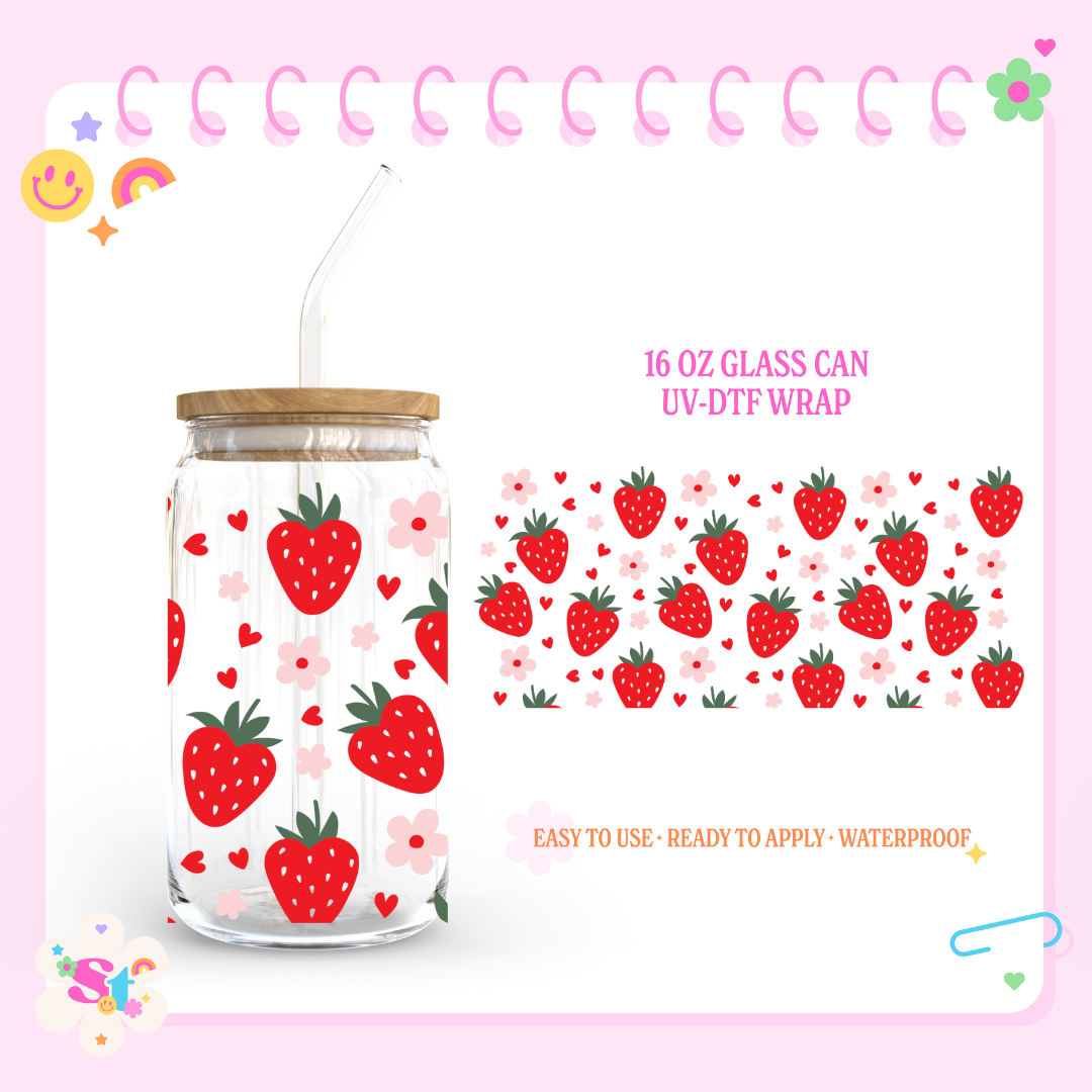 STRAWBERRIES - 16 OZ UV DTF WRAP