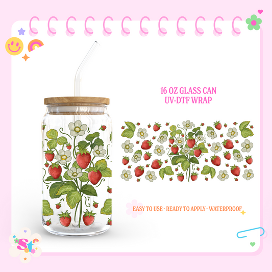 FLORAL STRAWBERRIES - 16 OZ UV DTF