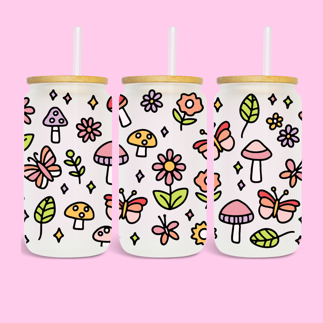 FLOWER DOODLES - 16 OZ UV DTF WRAP