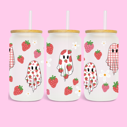 STRAWBERRY GHOST EXCLUSIVE - 16 OZ UV DTF WRAP