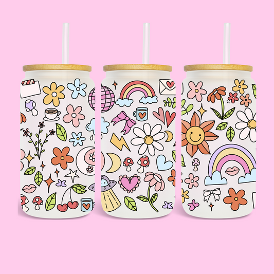 CUTE DOODLES - 16 OZ UV DTF WRAP