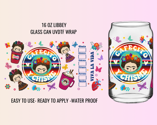 FRIDA CAFECITO Y CHISME - 16 OZ UV DTF WRAP