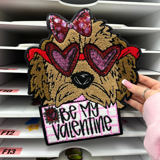 BE MY VALENTINE PUP - CHENILLE PATCH