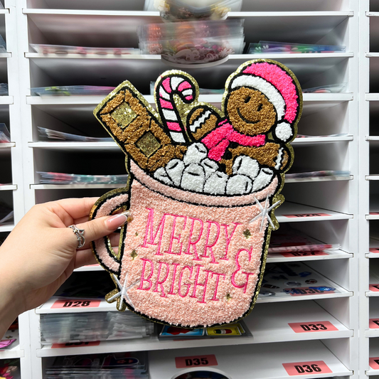 MERRY & BRIGHT - CHENILLE PATCH (PRE-ORDER ENTIRE ORDER WILL SHIP IN 3-7 BUSINESS DAYS)