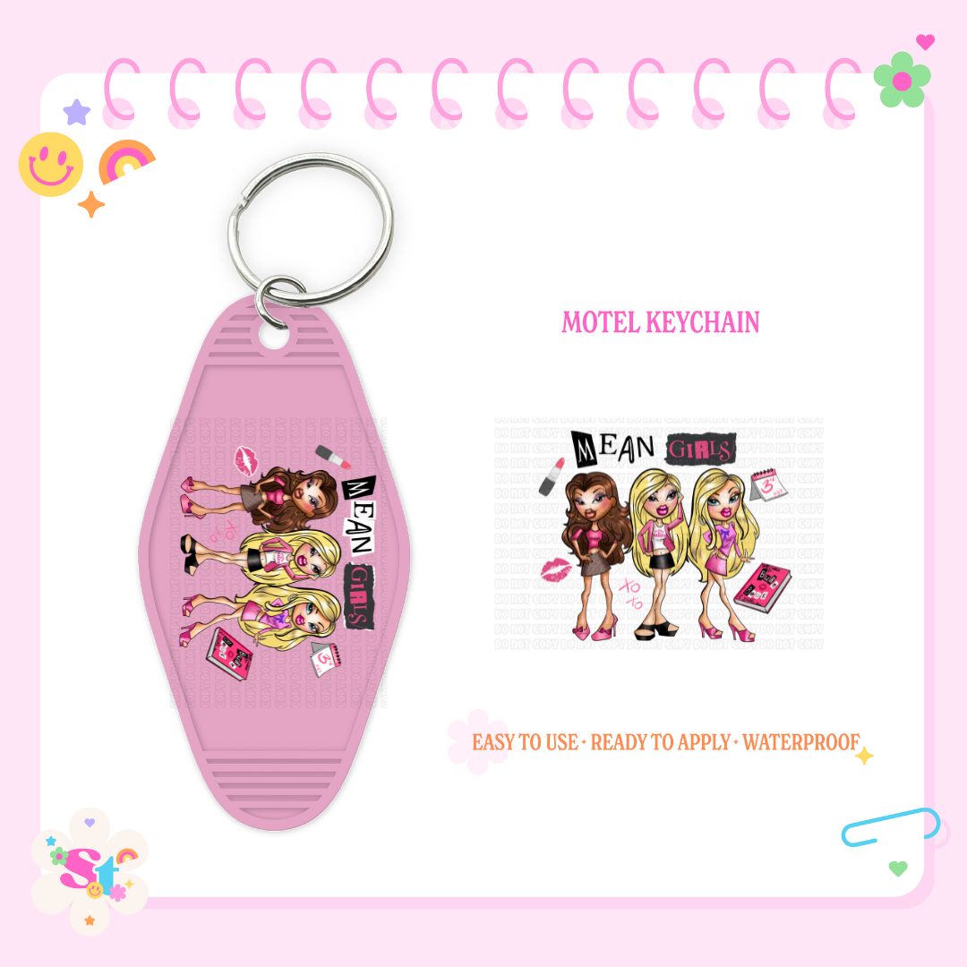 MEAN GIRLZ - MOTEL KEYCHAIN DECAL